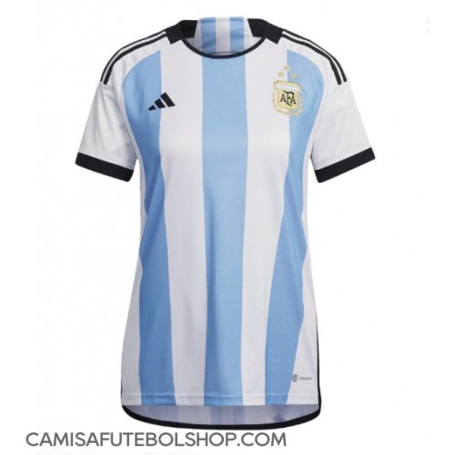 Camisa de time de futebol Argentina Replicas 1º Equipamento Feminina Mundo 2022 Manga Curta